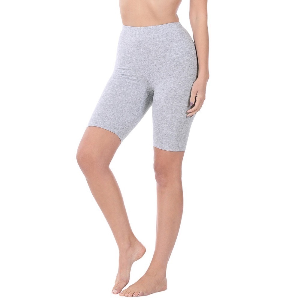 Zenana Premium Cotton Heather Gray Biker Bike Shorts Women’s Small NEW